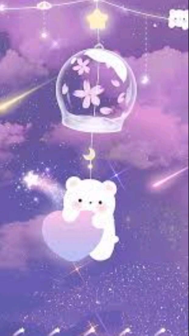 Just A Purple Bear In Cute Emoji Wallpaper