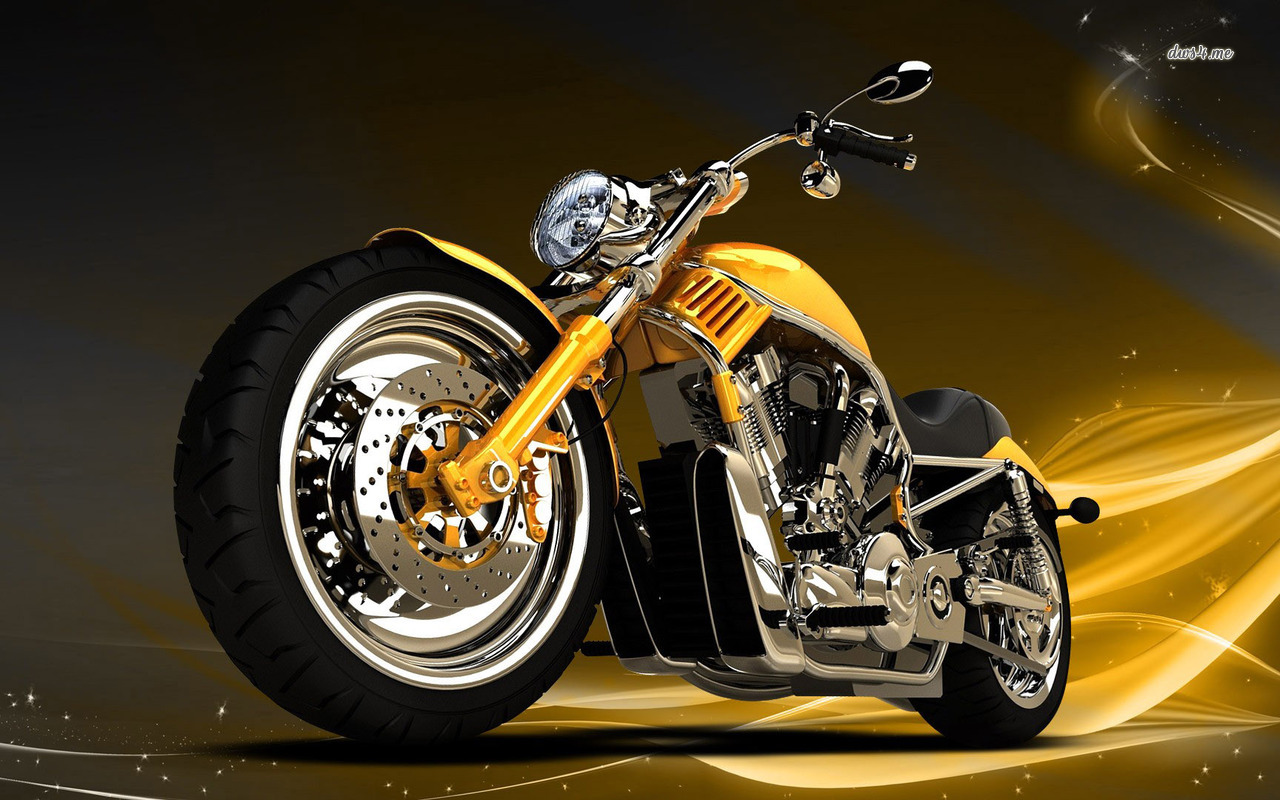 Yellow Chopper Wallpaper Motorcycle