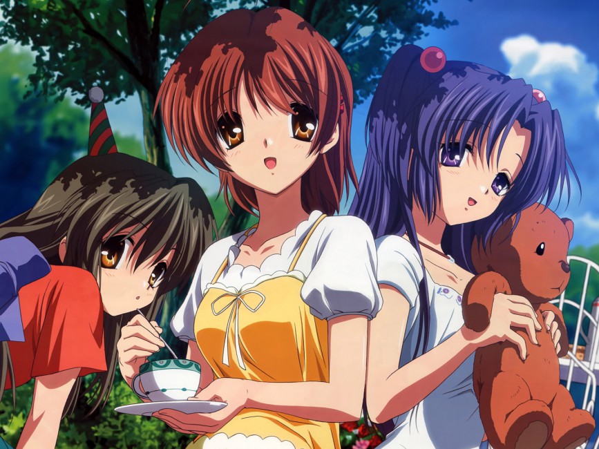 Anime Girls Three Holiday Summer Stock Photos Image HD