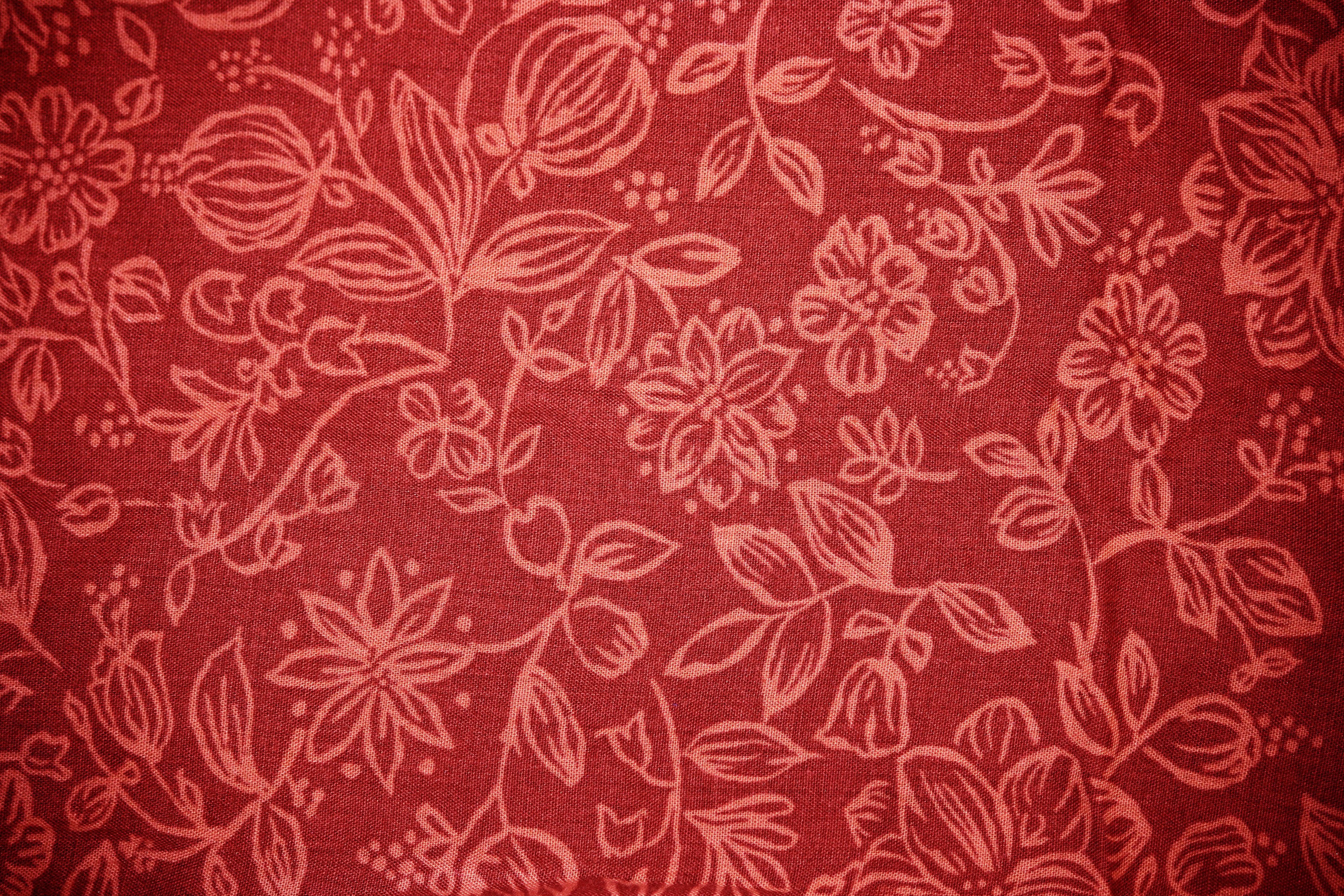 Red Fabric With Floral Pattern Texture High Resolution Photo