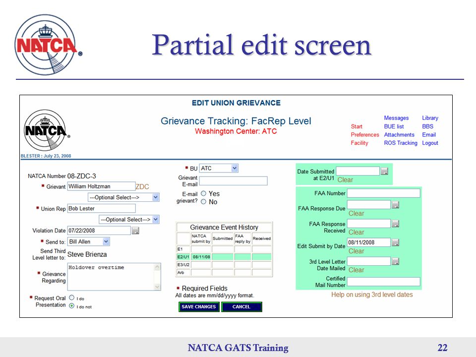 Natca Grievance Automated Tracking System G A T S Training Ppt