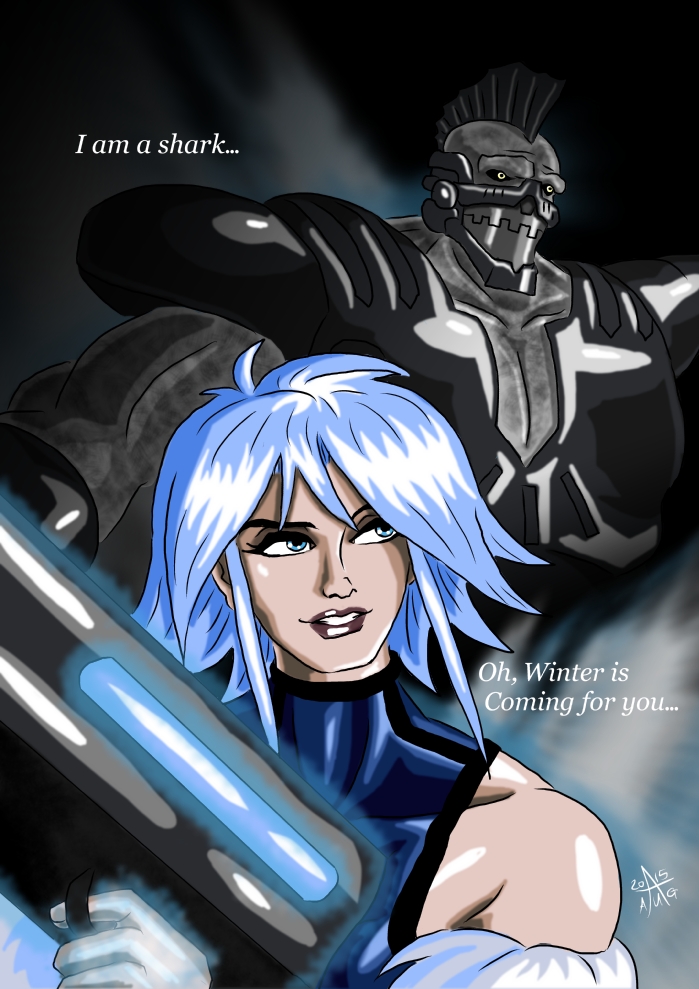 Killer Frost and King Shark II by adamantis on