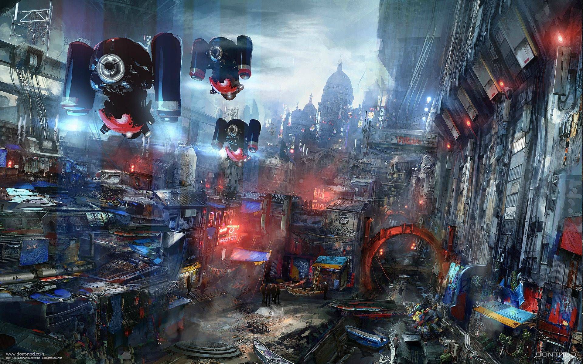 Urban Slums Game Concept Art Science Fiction Artwork Cyberpunk