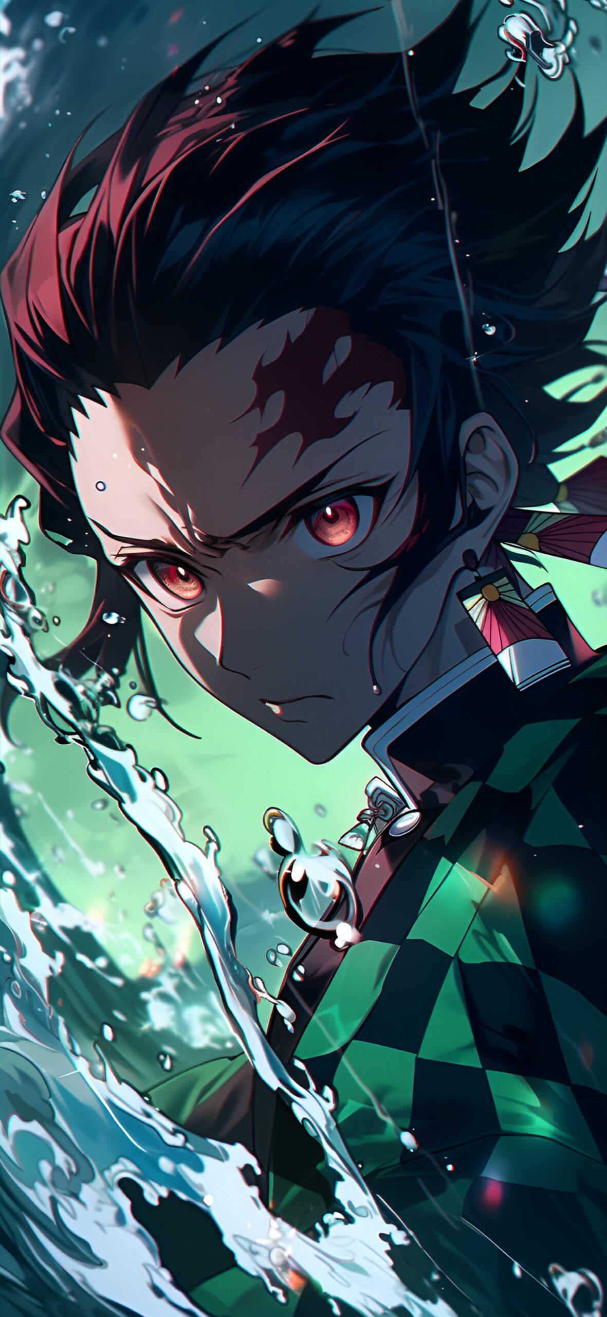 Tanjiro Behind the Wave Art Wallpapers Demon Slayer Wallpapers