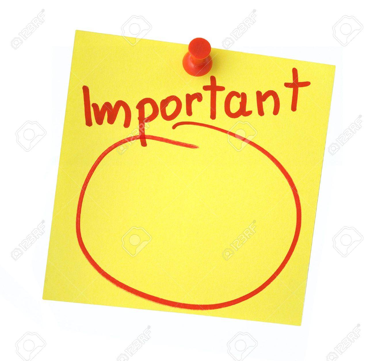 Important Note Isolated On Pure White Background Stock Photo
