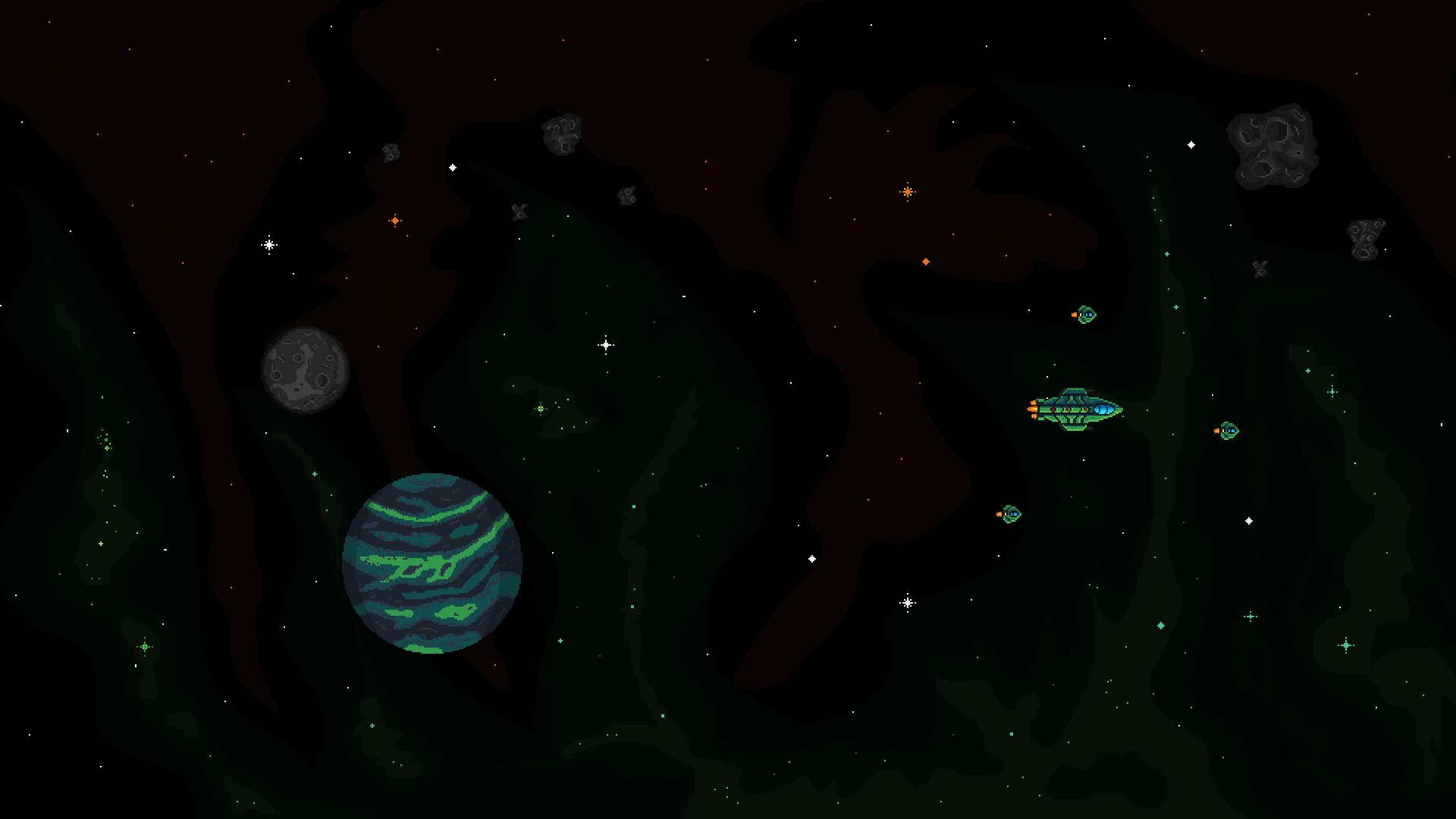 I Created This Full HD Pixel Art Wallpaper For My 2d Space Shooter
