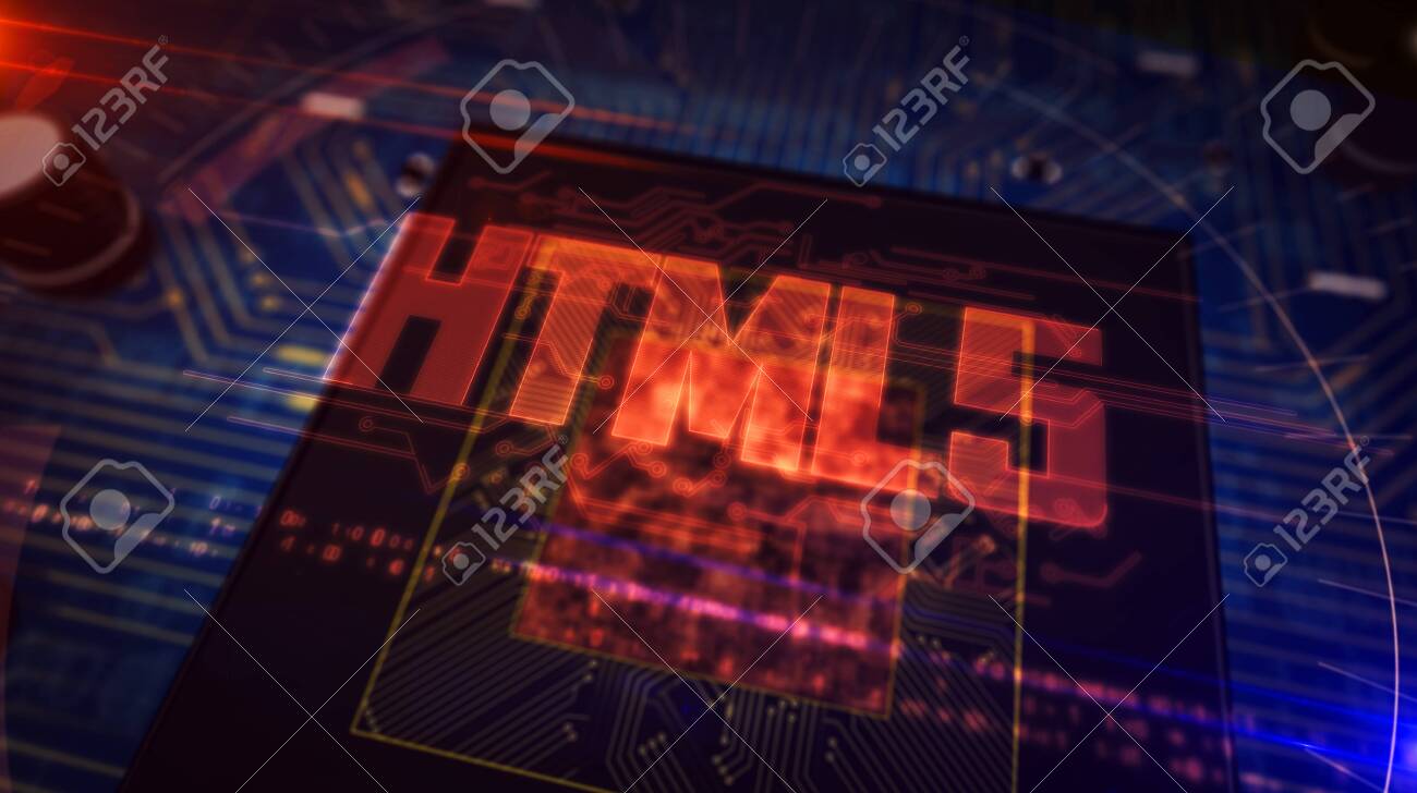 Html5 Glowing Hologram Over Working Cpu In Background Modern