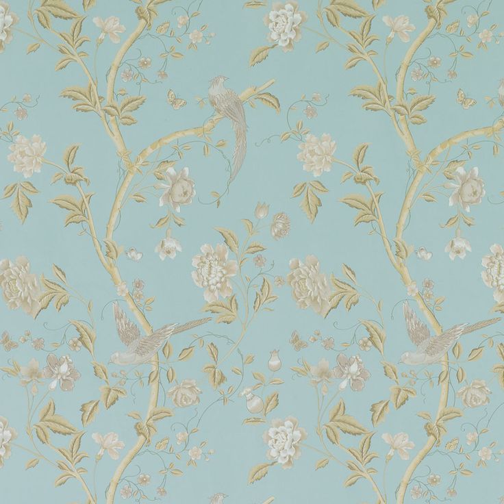 Laura Ashley Summer Palace Powder Blue Floral Wallpaper Weling
