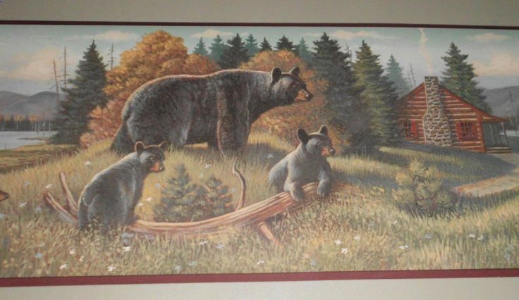 Northwoods Cabin Black Bear Wallpaper Border X New