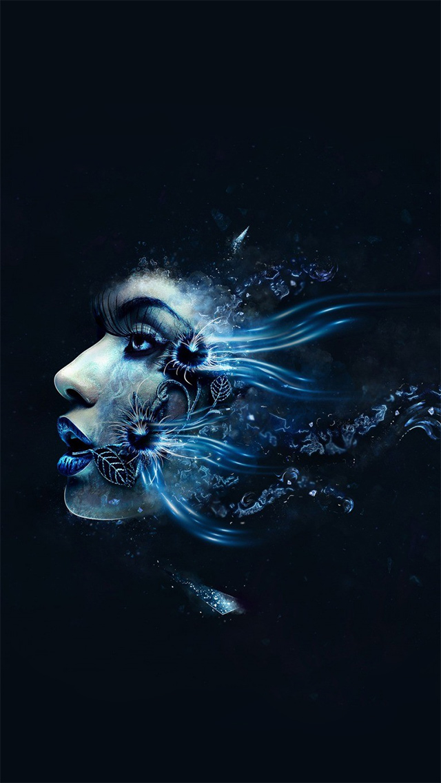 The iPhone Wallpaper Blue Abstract Girl Face