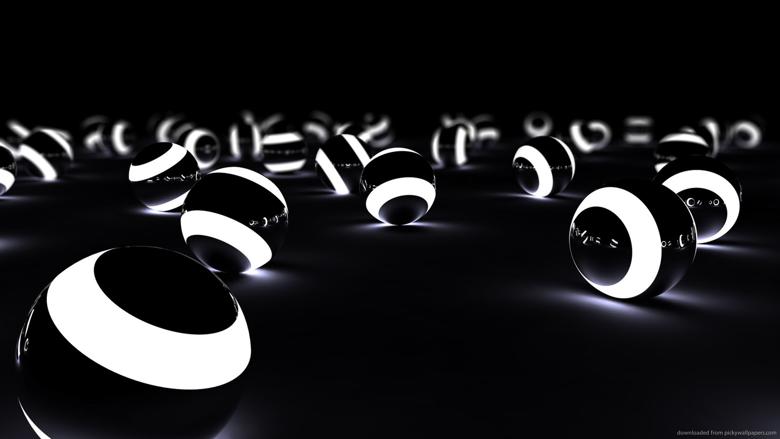 Glowing 3d Spheres In The Dark Wallpaper