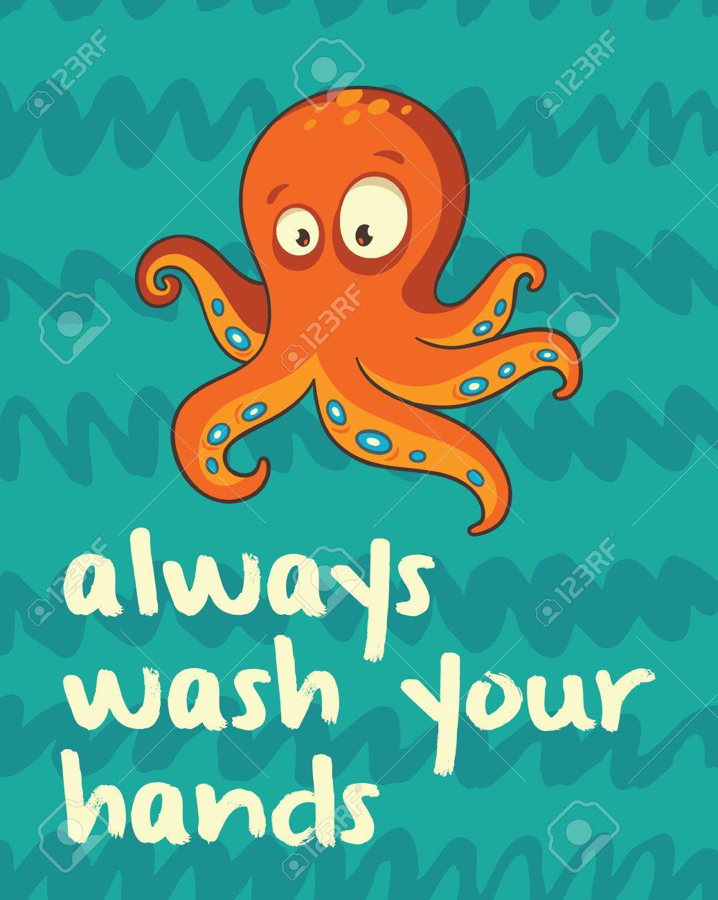 Kids Bathroom Poster With Text Always Wash Your