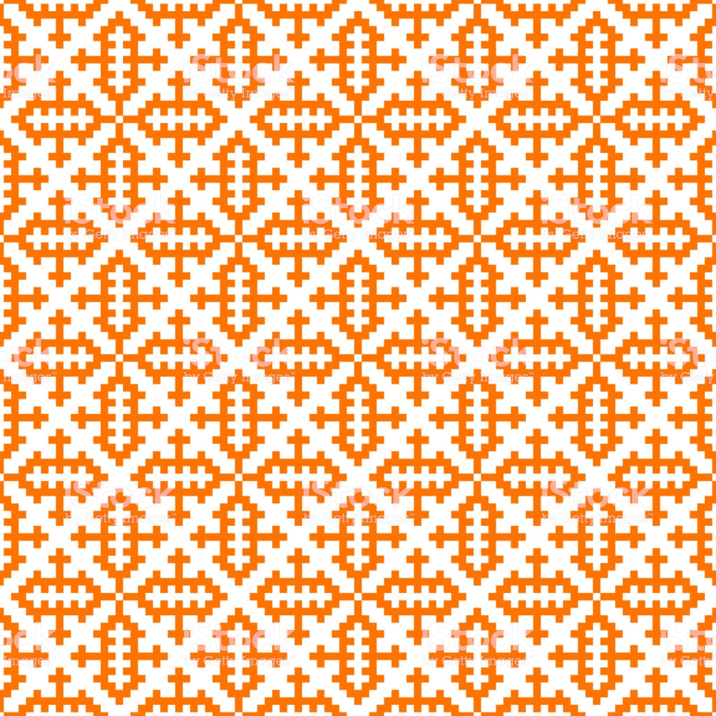 Hmong Pattern Seamless Texture Background Vector Orange Draw Stock