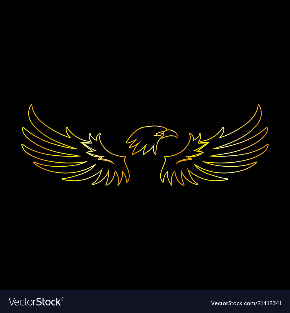 Golden Line Eagle With Black Background Royalty Vector