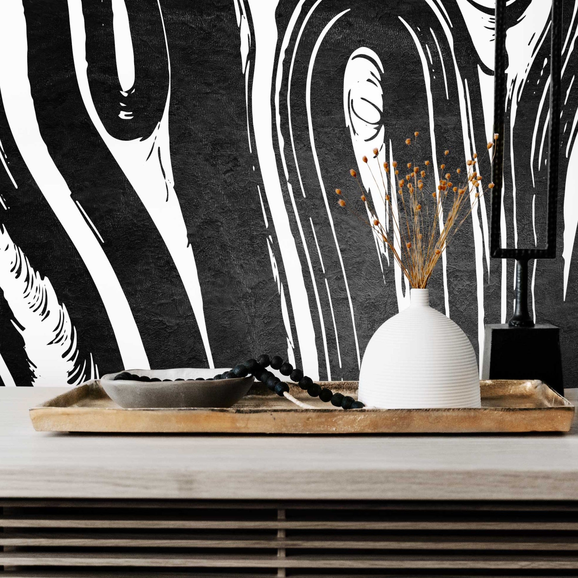 Black Line Art Wallpaper Aesthetic Abstract Face
