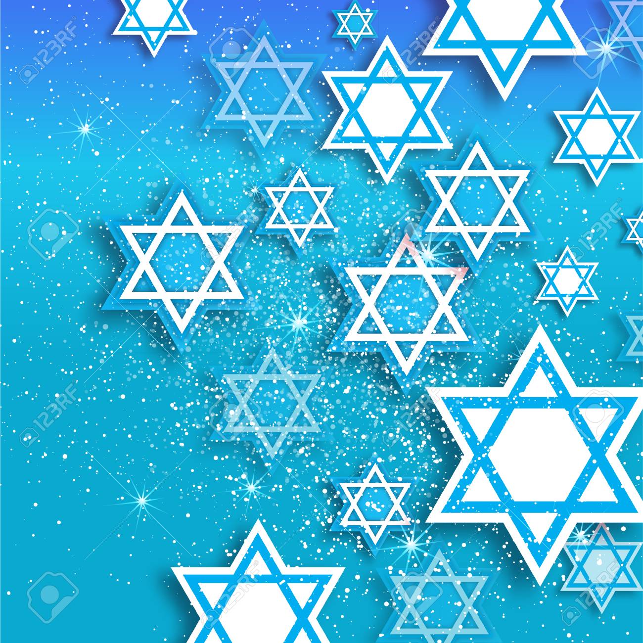 Magen David Stars Papercraft Jewish Holiday Simbol On Blue