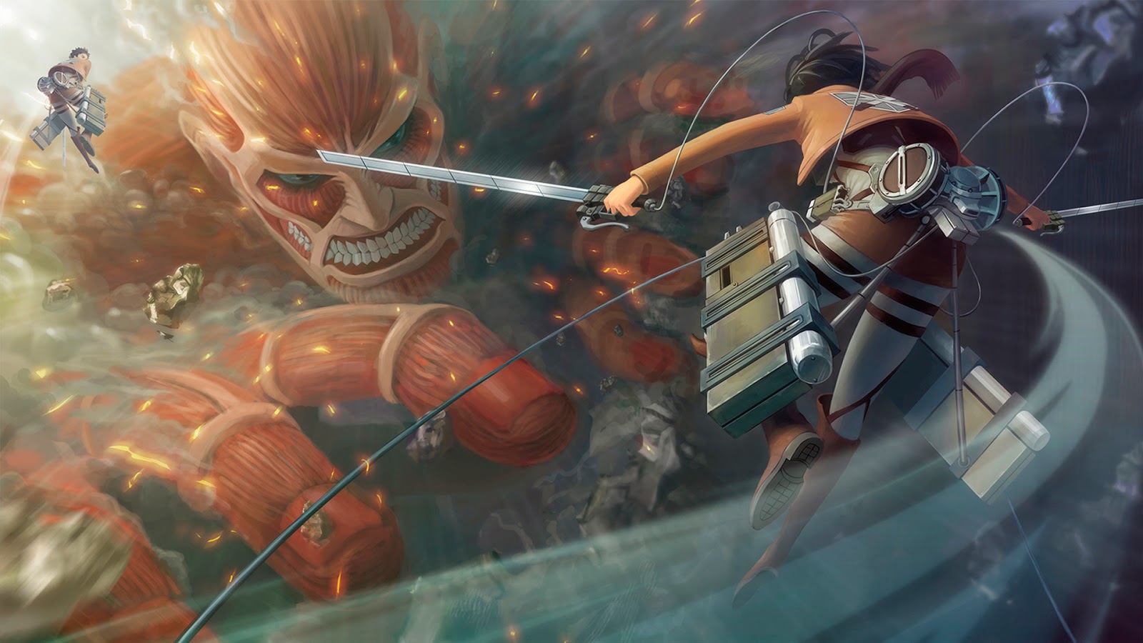 Fighting Titan Attack On Shingeki No Kyojin Anime HD Wallpaper