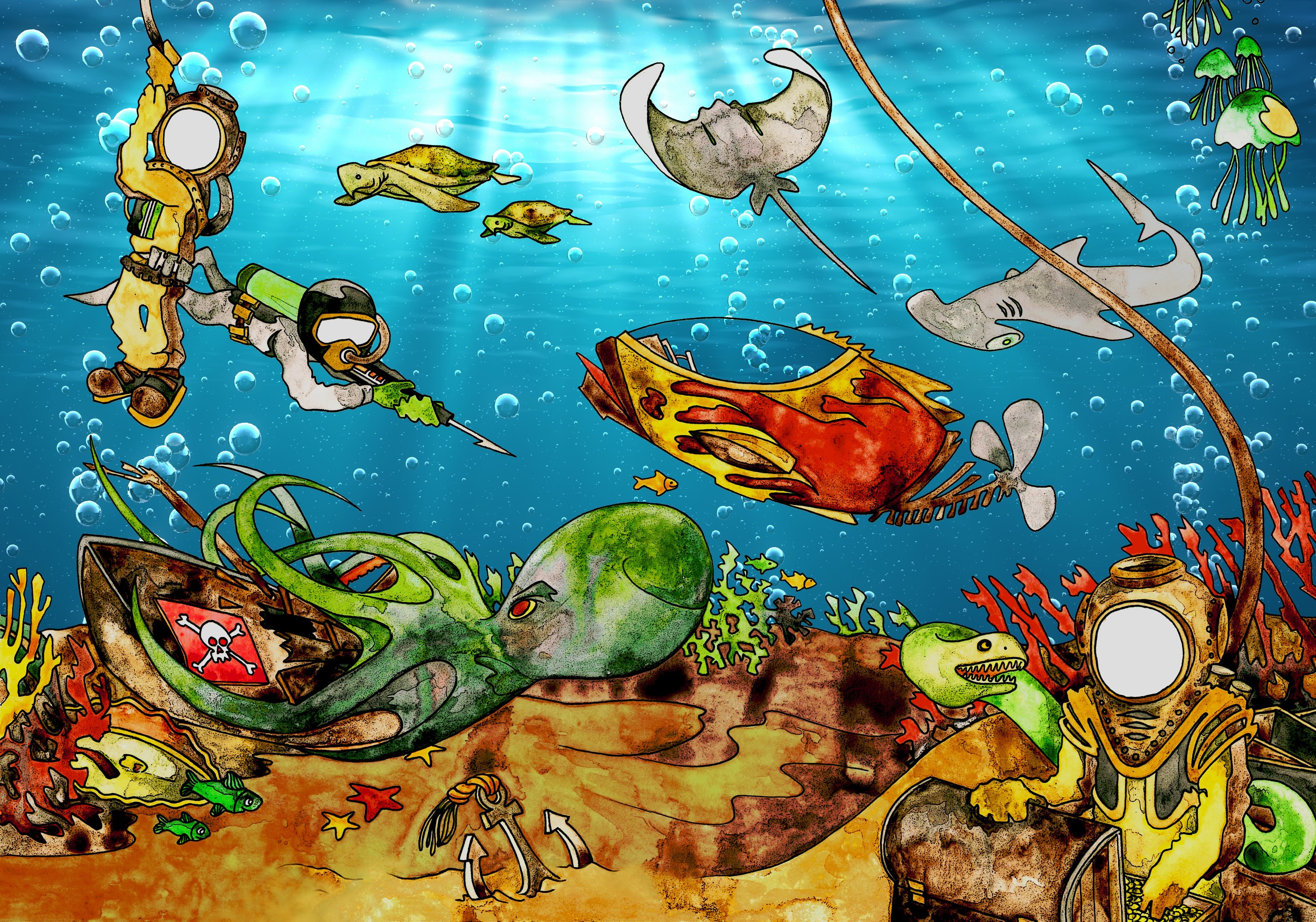 Kids Murals Ocean Rocky Beach HD Wallpaper Background