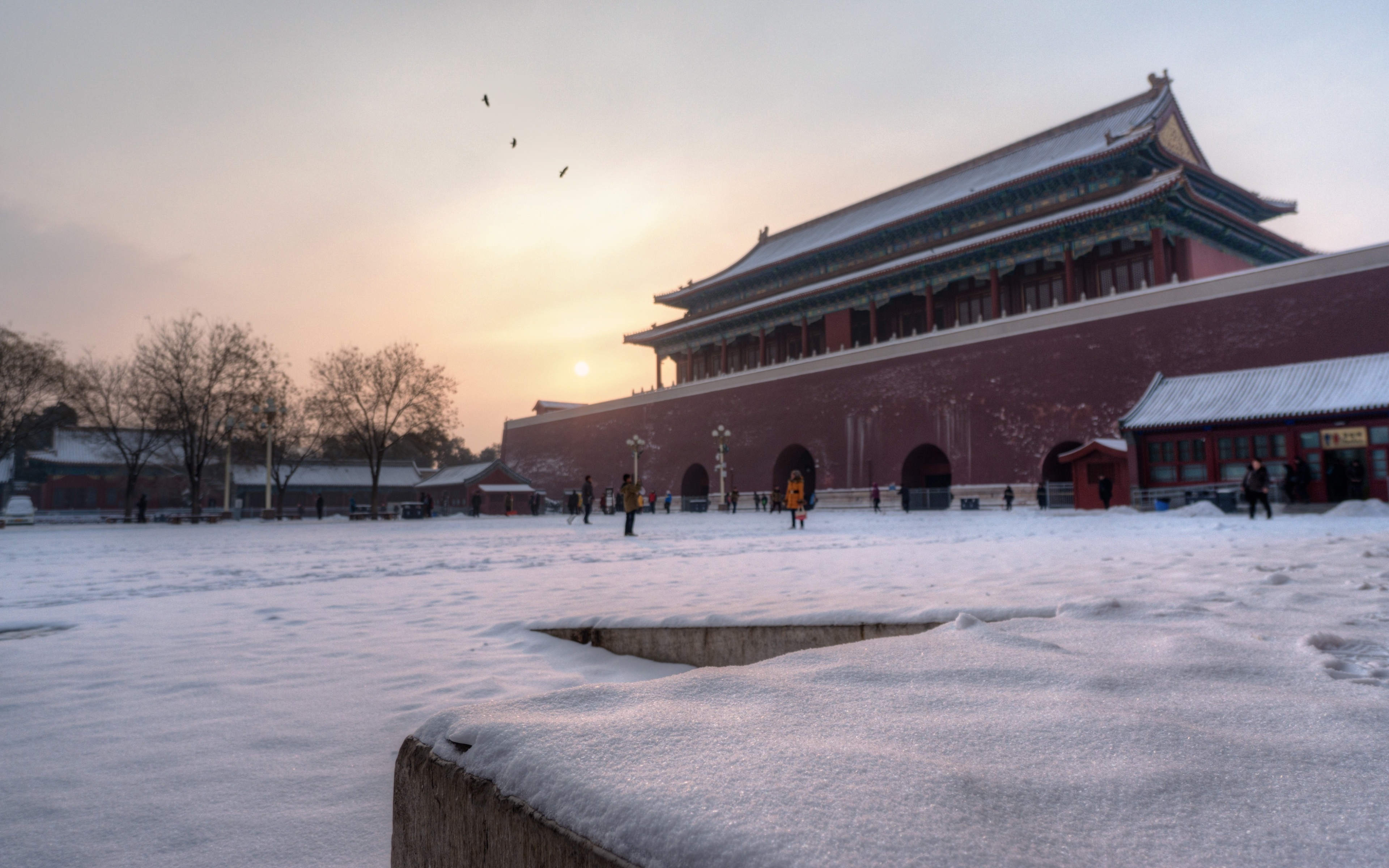 Winter Morning At The Forbidden City 4k Ultra HD Wallpaper