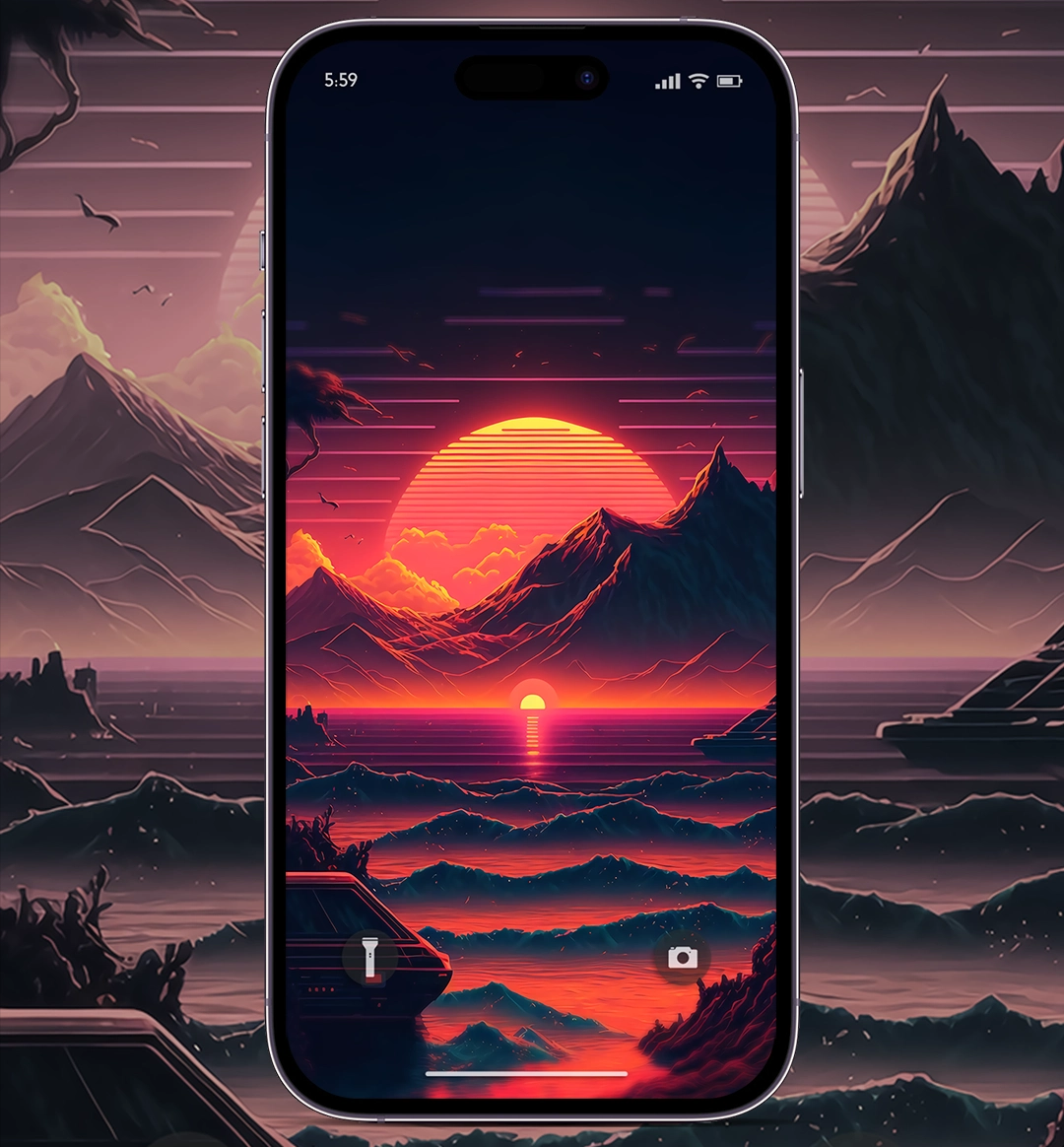 Synthwave Sunset Ai Art Wallpaper 4k For Phone