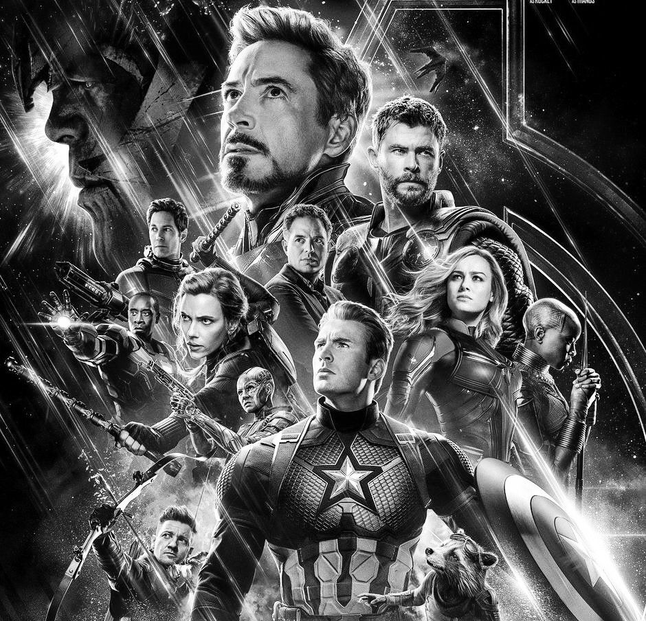 Avengers Endgame Black And White Picture Wall Marvel Superhero