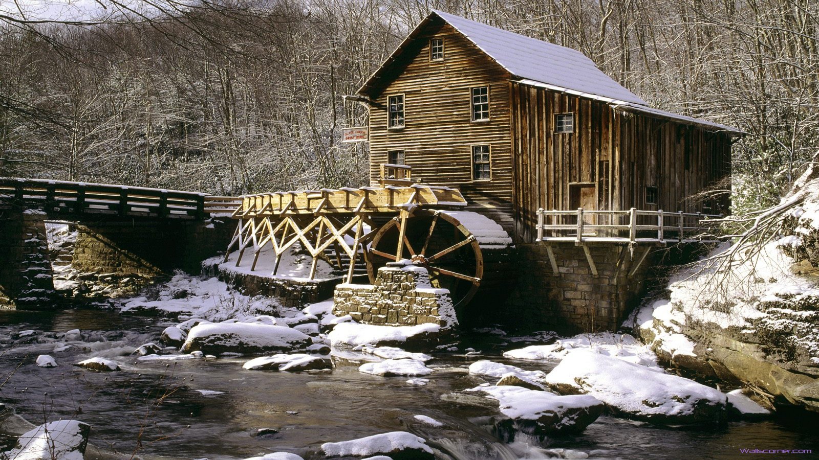 Of Glade Creek Grist Mill In Winter Babcock State Park West Virginia