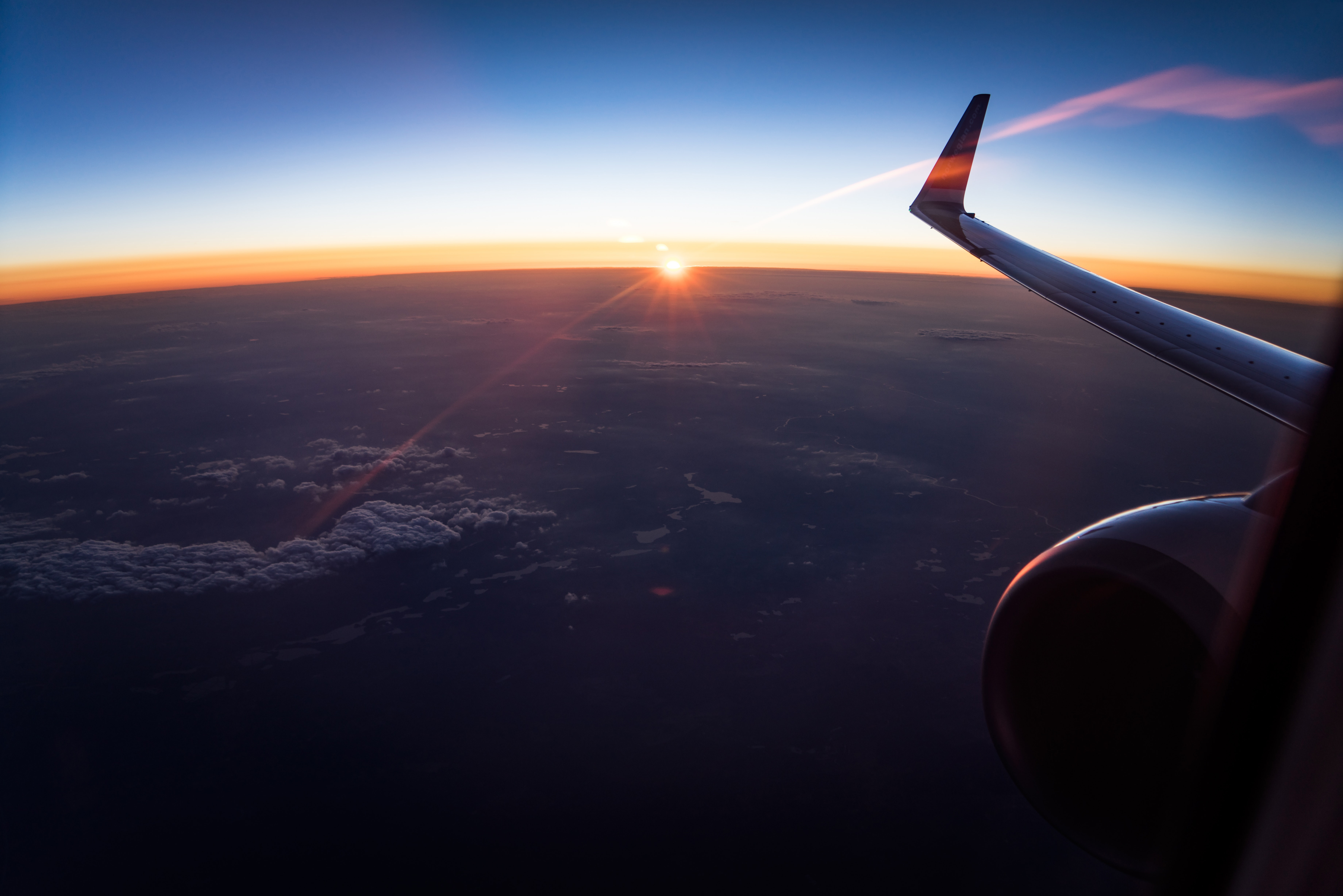 Aerial Of White Clouds During Sunset Outside Airplane Wallpaper HD