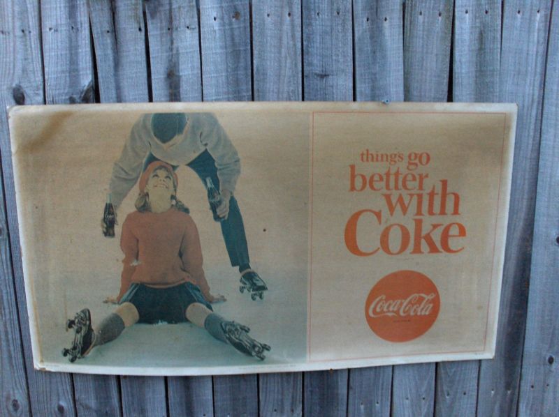 Coca Cola girl With Skates`1950s 60s things Go Better With Coke