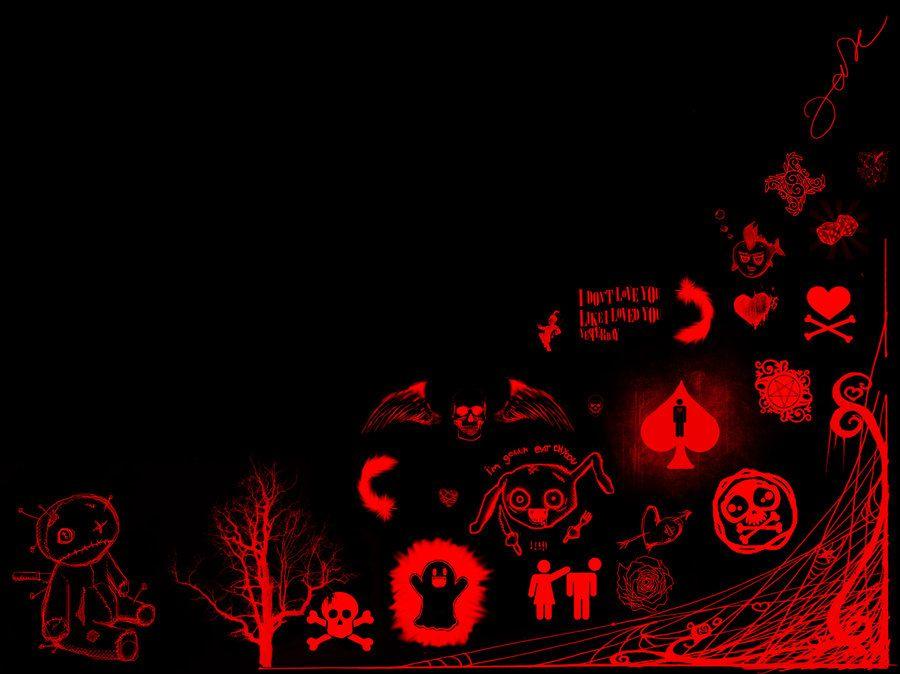 Black And Red Emo Background Skulls Wallpaper