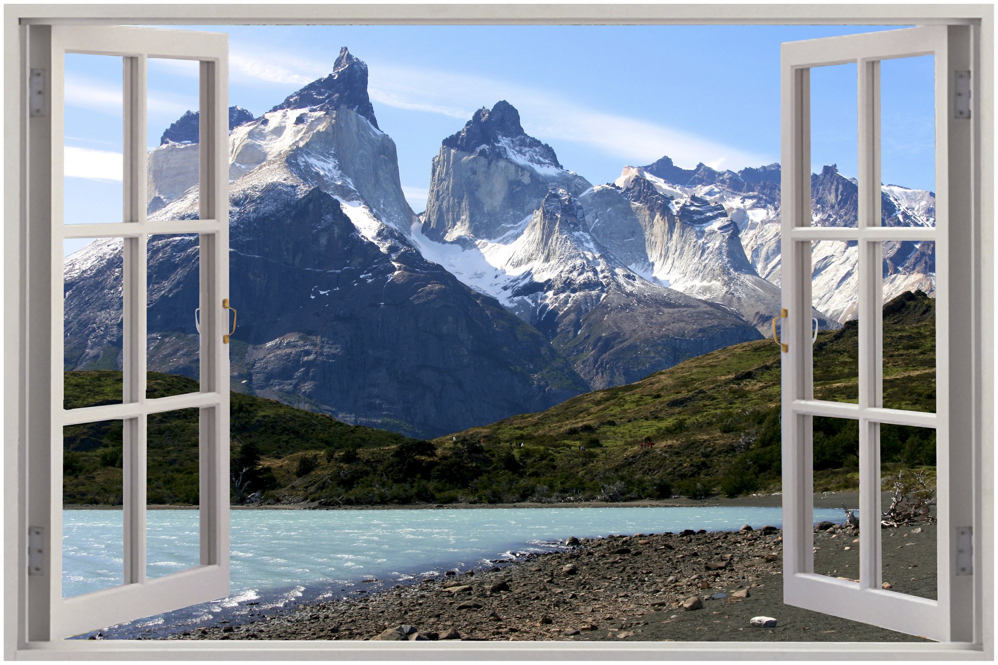 Huge 3d Window Exotic Mountain Wall Stickers Film Mural Art Decal