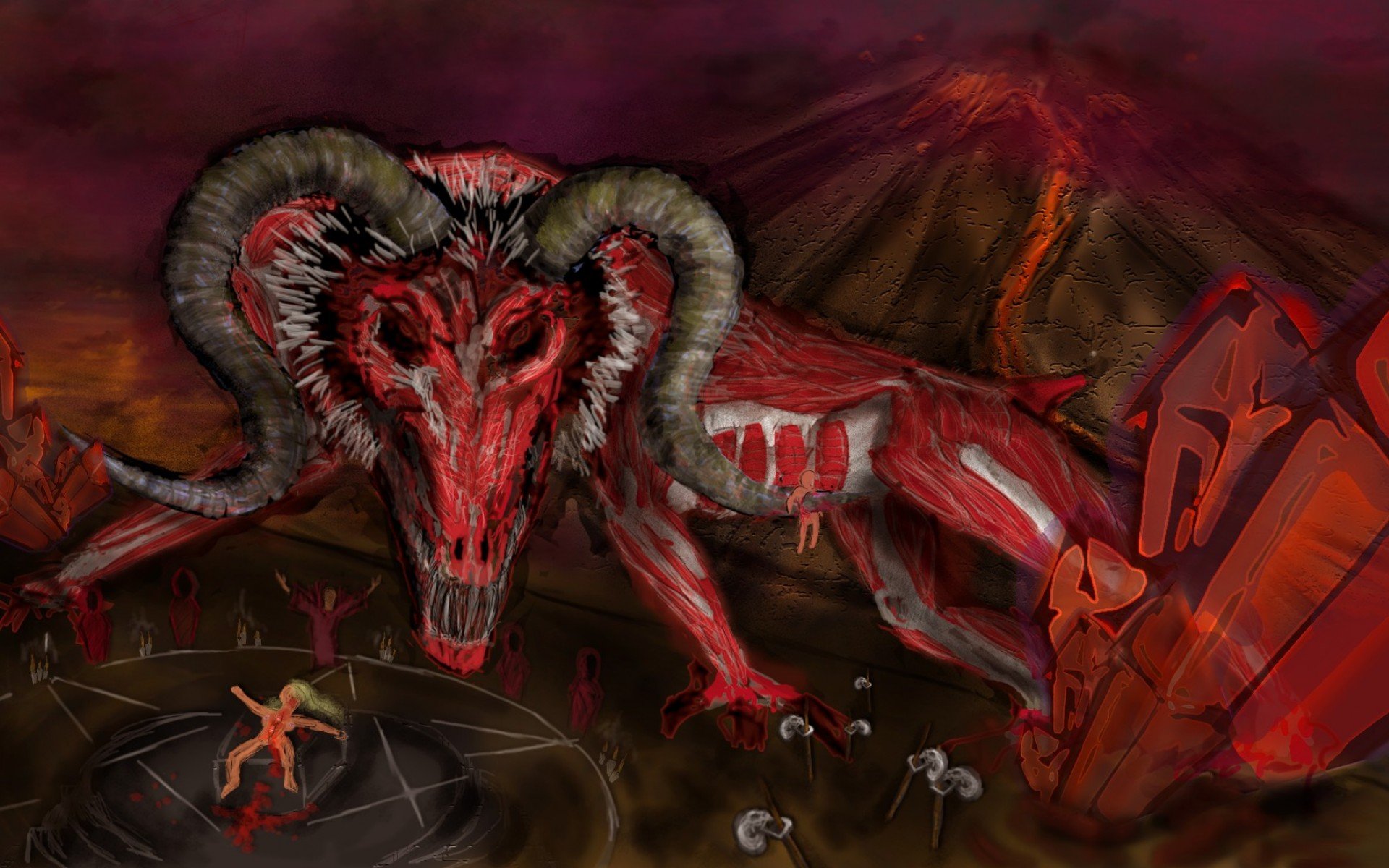 Satanic Satan Demon Fantasy Occult Evil Wallpaper