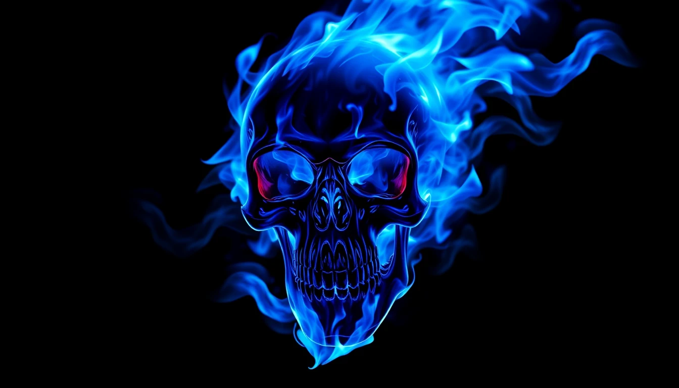Blue Fire Skull Wallpaper