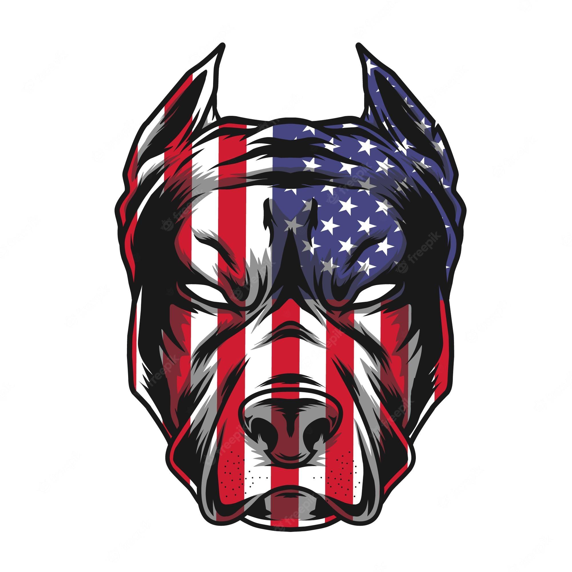 Premium Vector Pitbull Face With Usa Flag Illustration