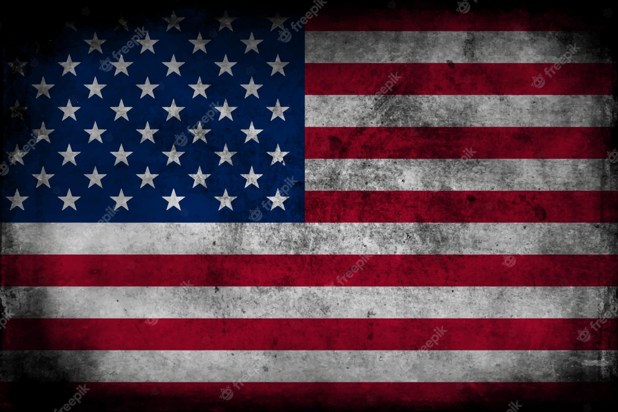 Vector Flat Design Grunge American Flag