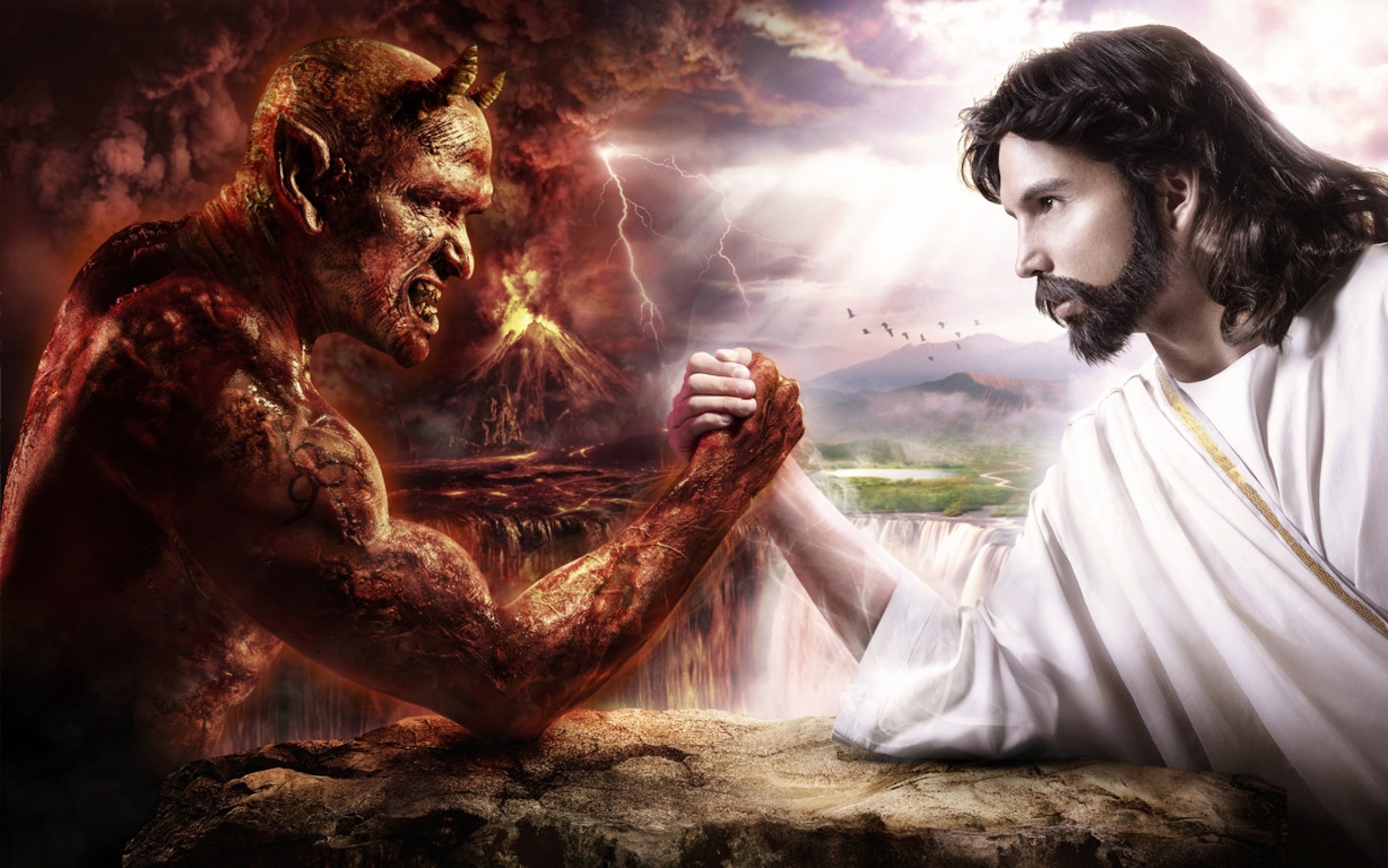 Chuck Norris Satan Heaven And Hell Wallpaper