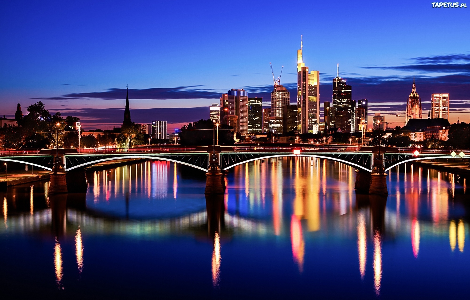 Frankfurt Niemcy Most Miasto Odbicie