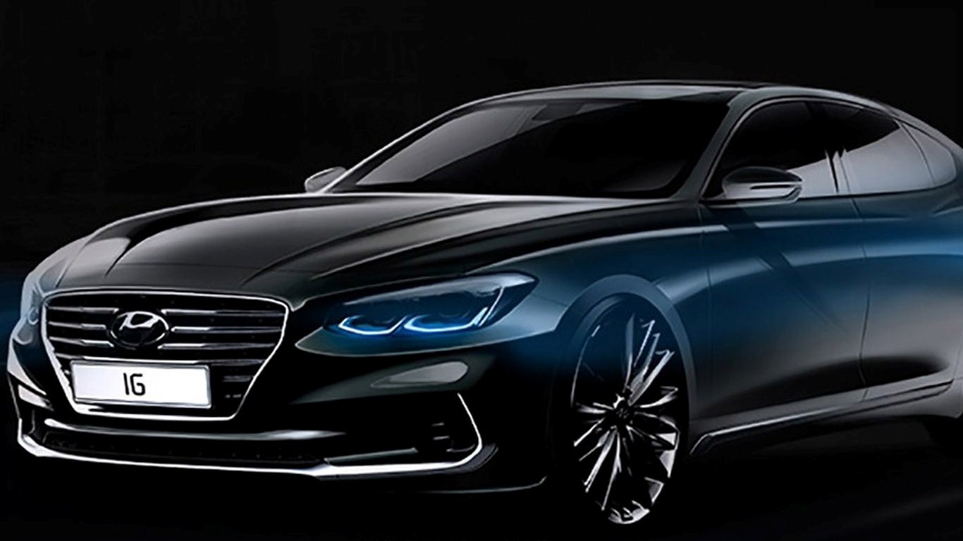 Superb Hyundai Azera Black Car HD Wallpaper