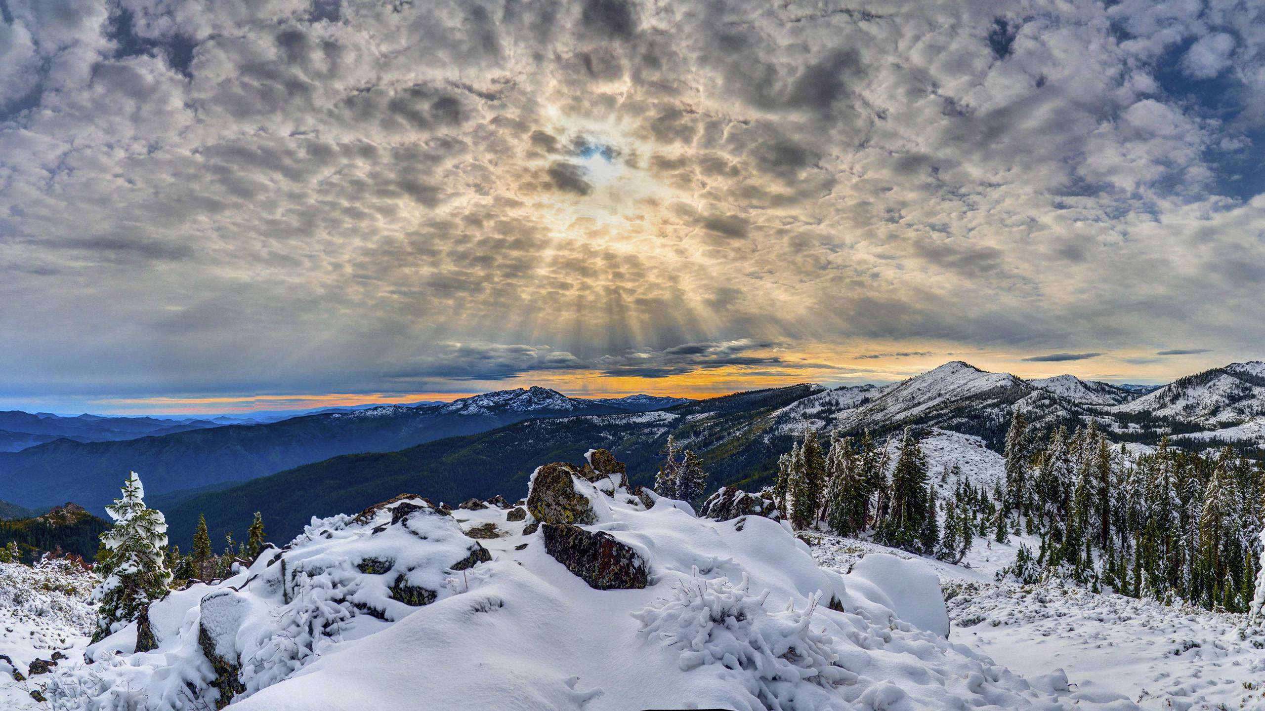 Corona And Crepuscular Rays Over The Klamath Mountains Of Northern