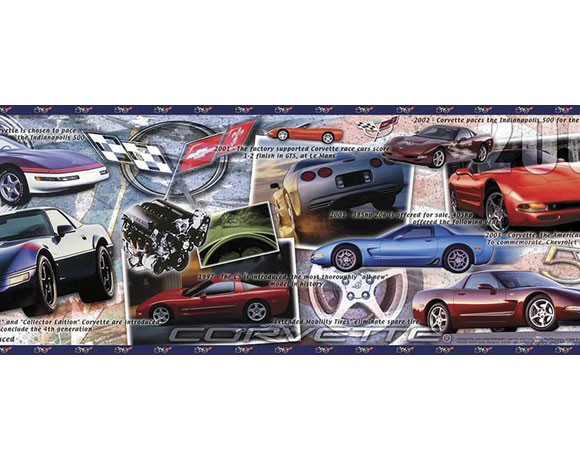 History Of The Corvette Pre Pasted Wallpaper Border