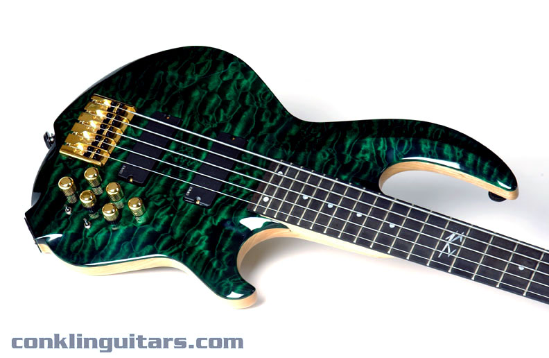 Green Quilted Maple Guitar Custom String Bass
