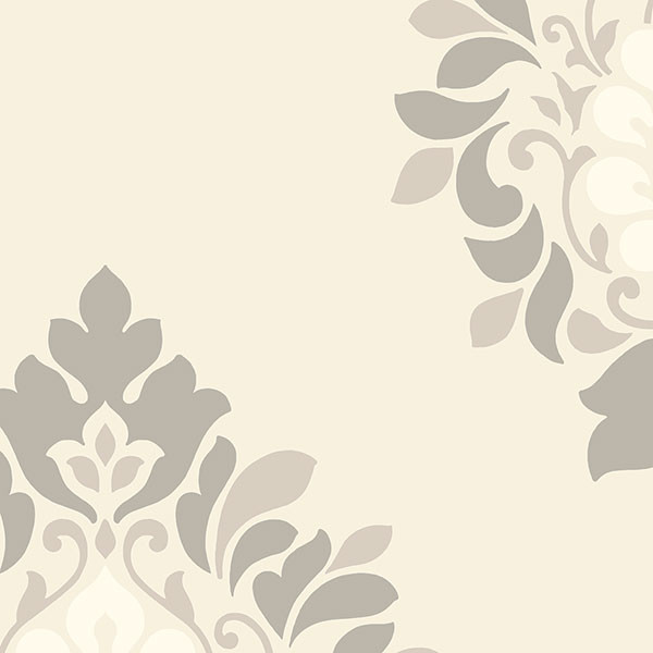 Modern Damask Wallpaper Gray Cream Sample Traditional