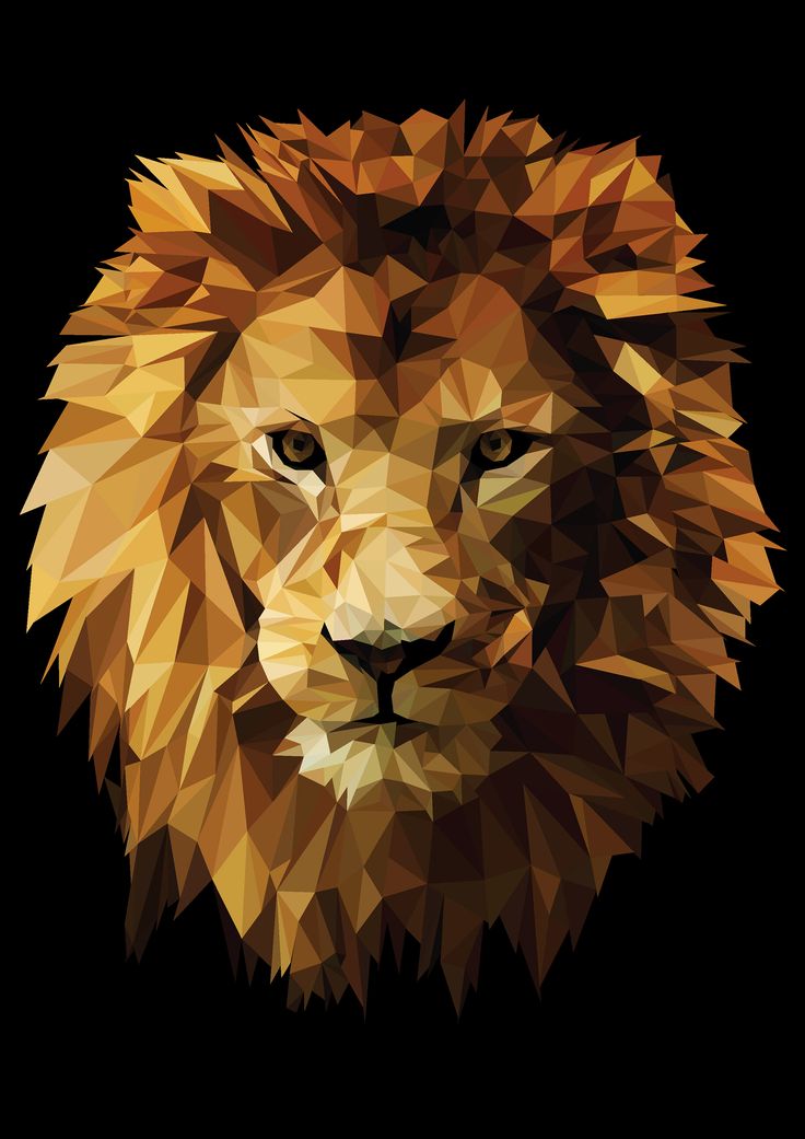 Low Poly Illustration Of A Lion S Face On Black Background