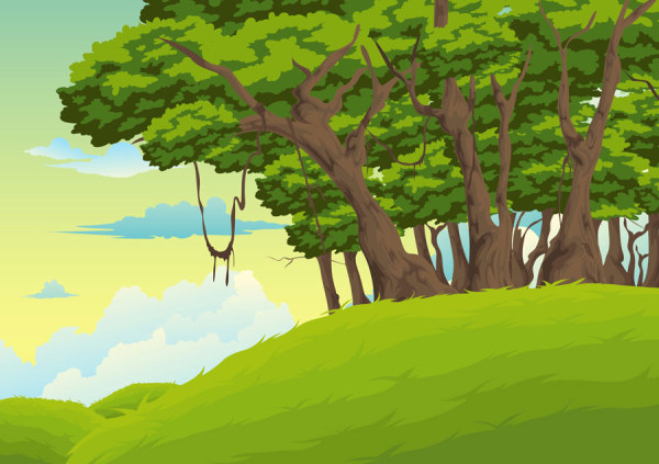 Jungle Trees Cartoon Background