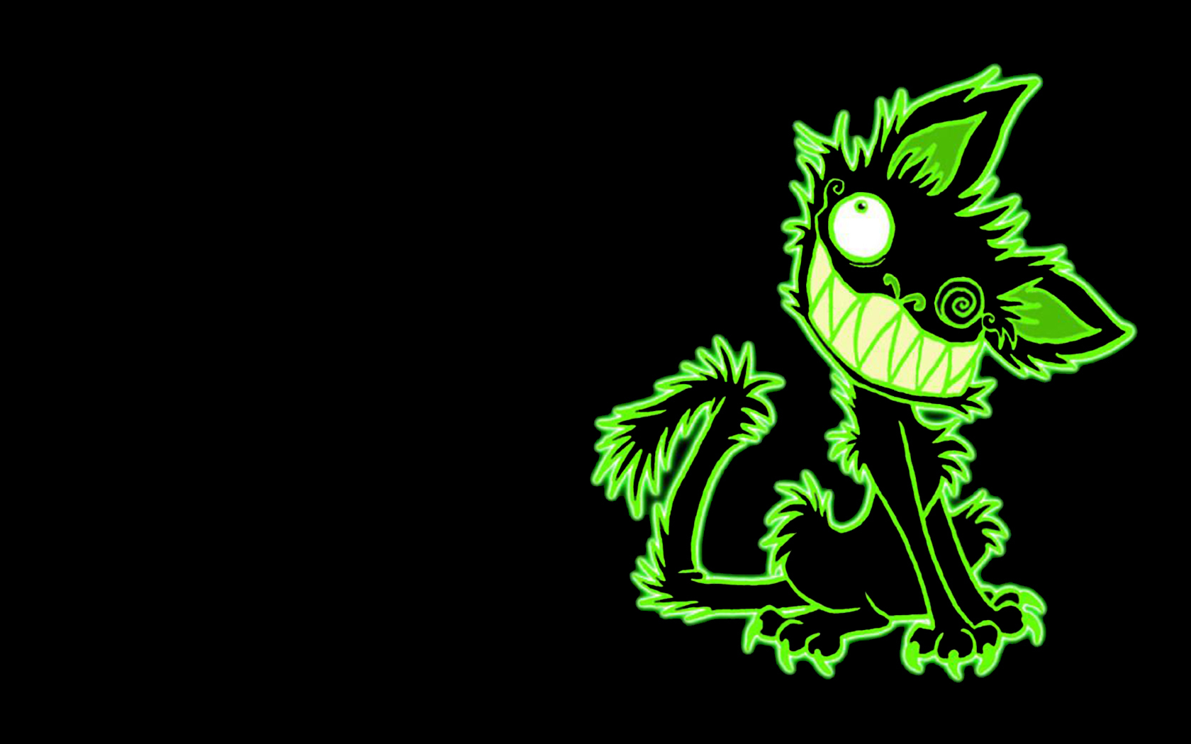 Green cat on the black background wallpapers and images   wallpapers