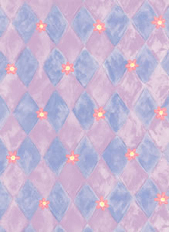 Purple Daisy Harlequin Wall Paper Sticker Outlet