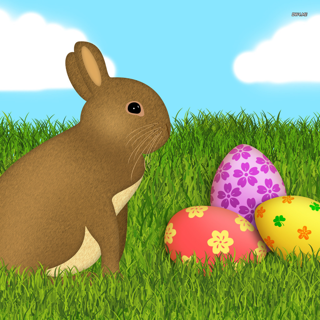 Easter Bunny And Eggs Wallpaper Holiday