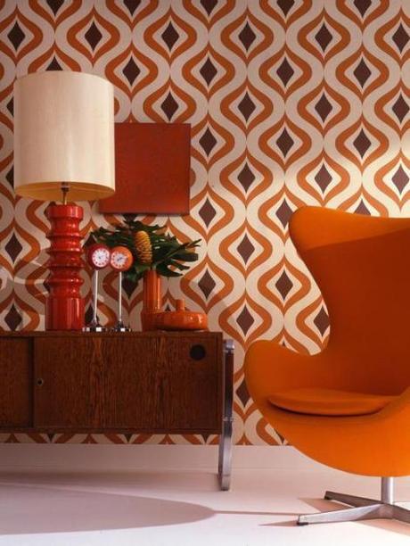 Inspirations for a Retro Living room Wall Coverings   Paperblog