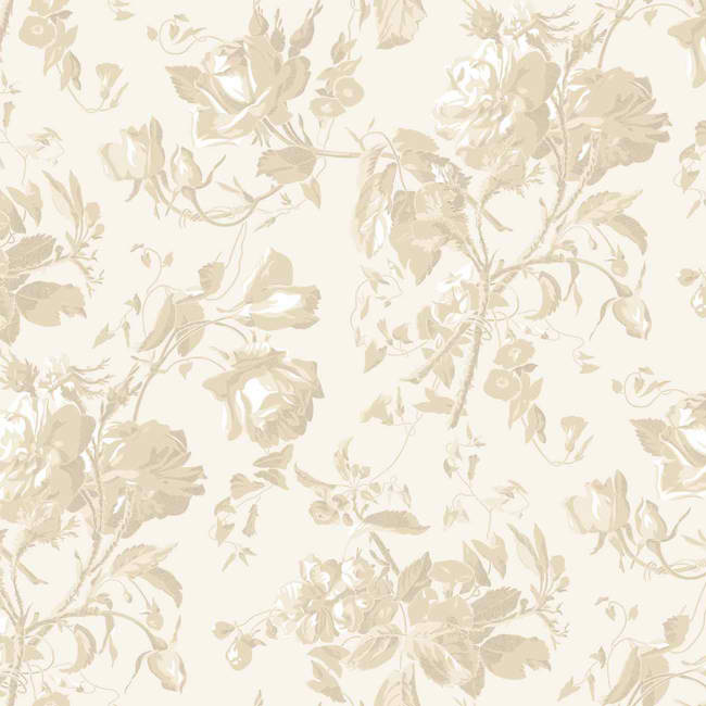 Cream Taupe Gg4708 Floral Trail Toile Wallpaper Traditional