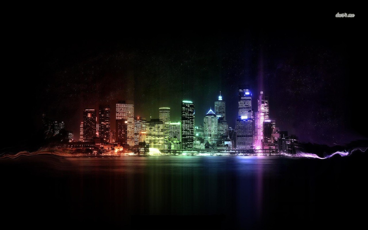 Neon City Lights Wallpaper Digital Art