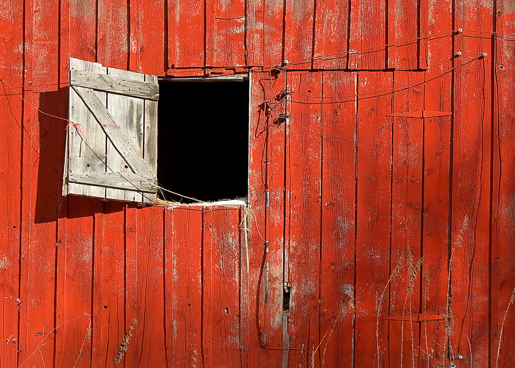 Red Barn Wood Door Open